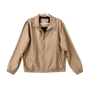 LL Bean Plaid Lined Full Zip Bi Swing Harrington Jacket H2Off Tan Khaki Men’s L